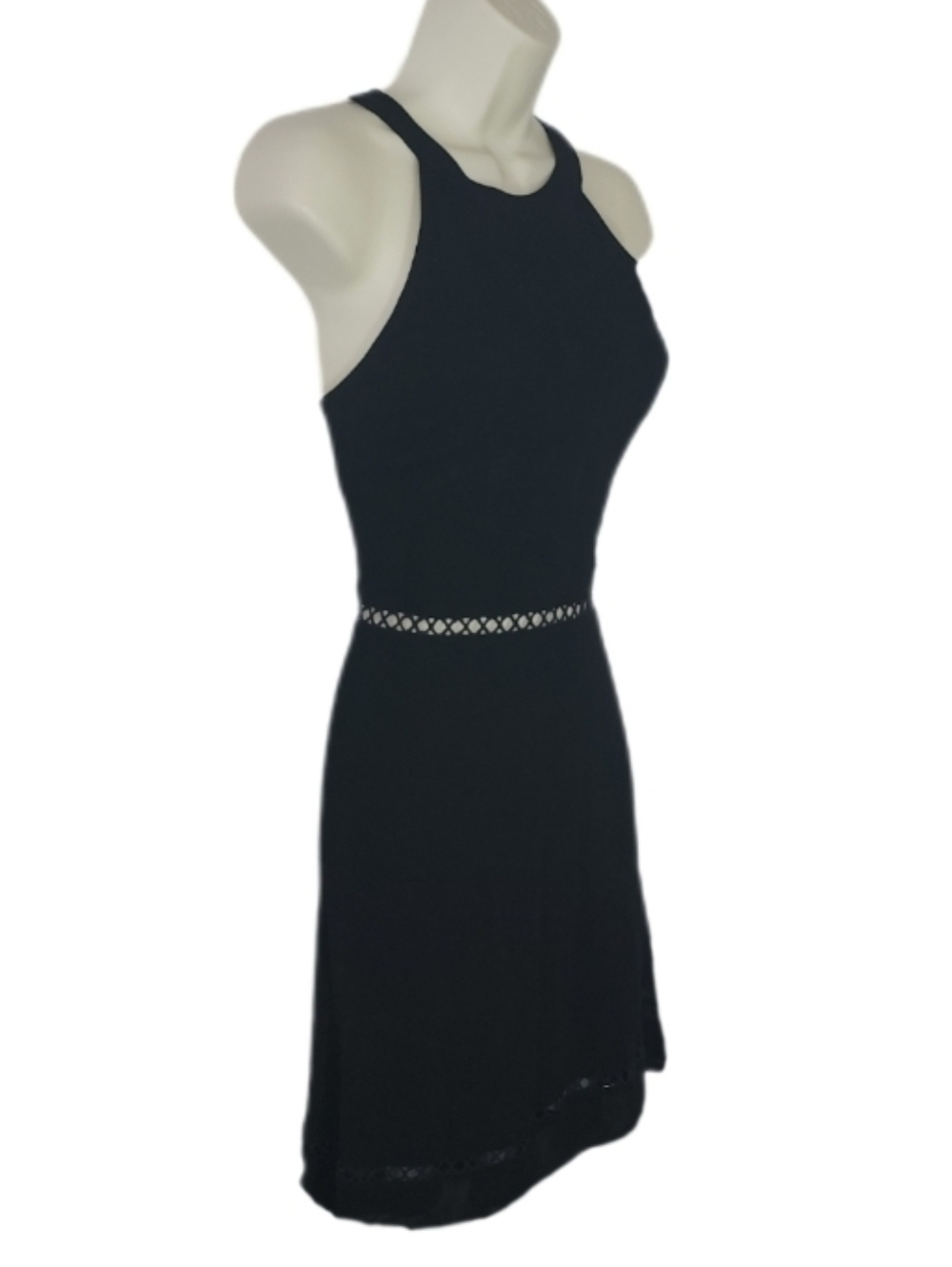 Blue Rain Dress Halter Style Crochet Waist Black Size M - Picture 2 of 13